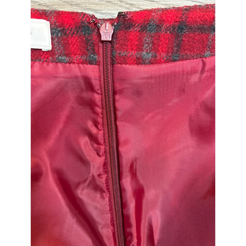 Talbots Outlet | Red/Gray Wool Blend Plaid Pencil Skirt | 8 - Picture 10 of 12